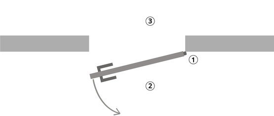 Die Skizze erklärt die Begriffe Bandseite und Bandgegenseite einer Drehtür. Am Beispiel einer DIN links Tür.